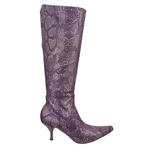 Donald J Pliner Women’s Purple Snake Print Stiletto Boot Size US 5.5